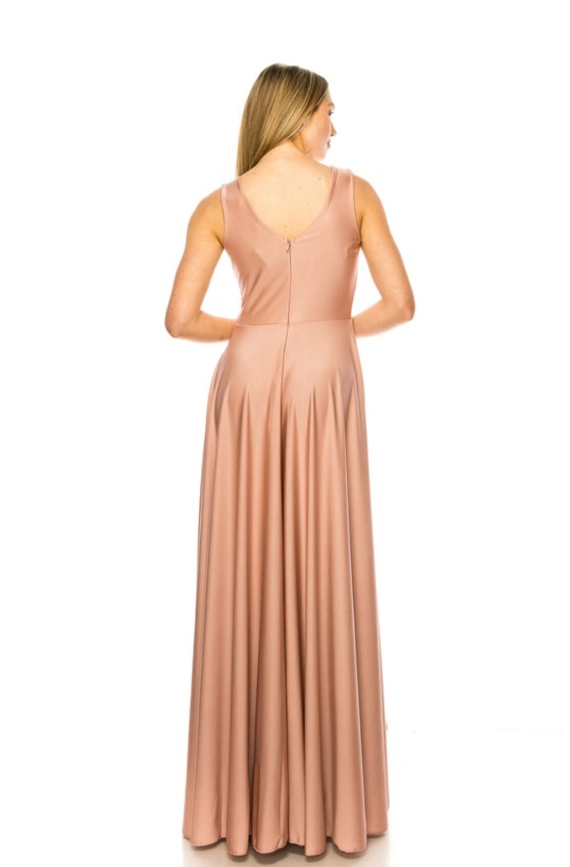 Sleeveless Bridesmaid Skirt Opening Maxi Dress