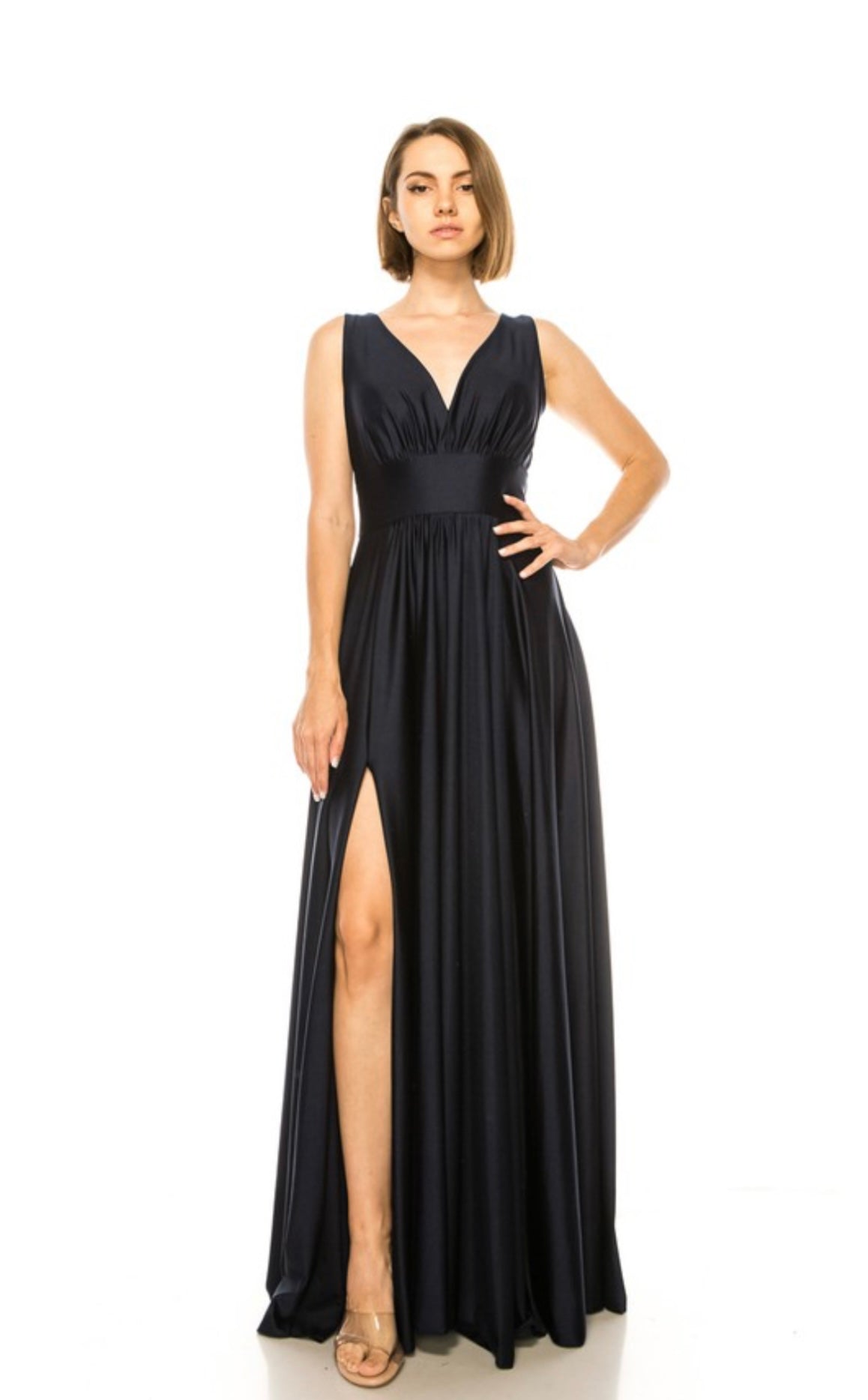 Sleeveless Bridesmaid Skirt Opening Maxi Dress