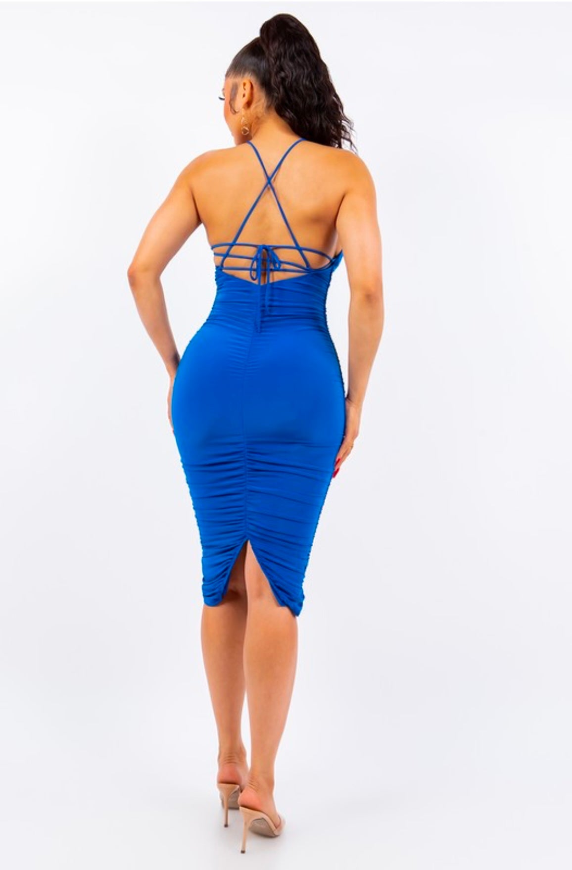 Cross Back Ruched Dress