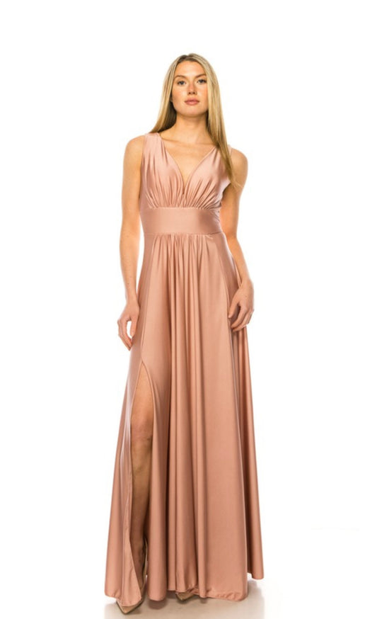 Sleeveless Bridesmaid Skirt Opening Maxi Dress