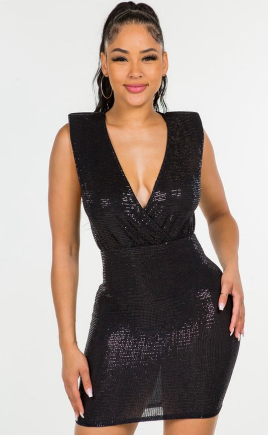 Sequin Wrap Mini Dress