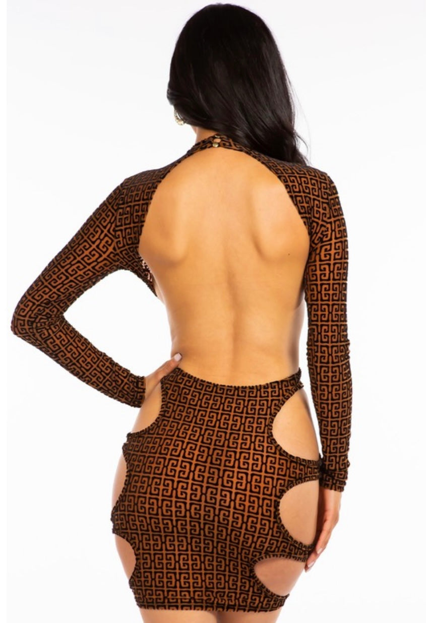 Side Cut Out Open Back Mini Dress