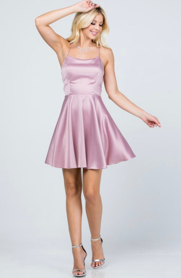 Satin Fit and Flare Dress