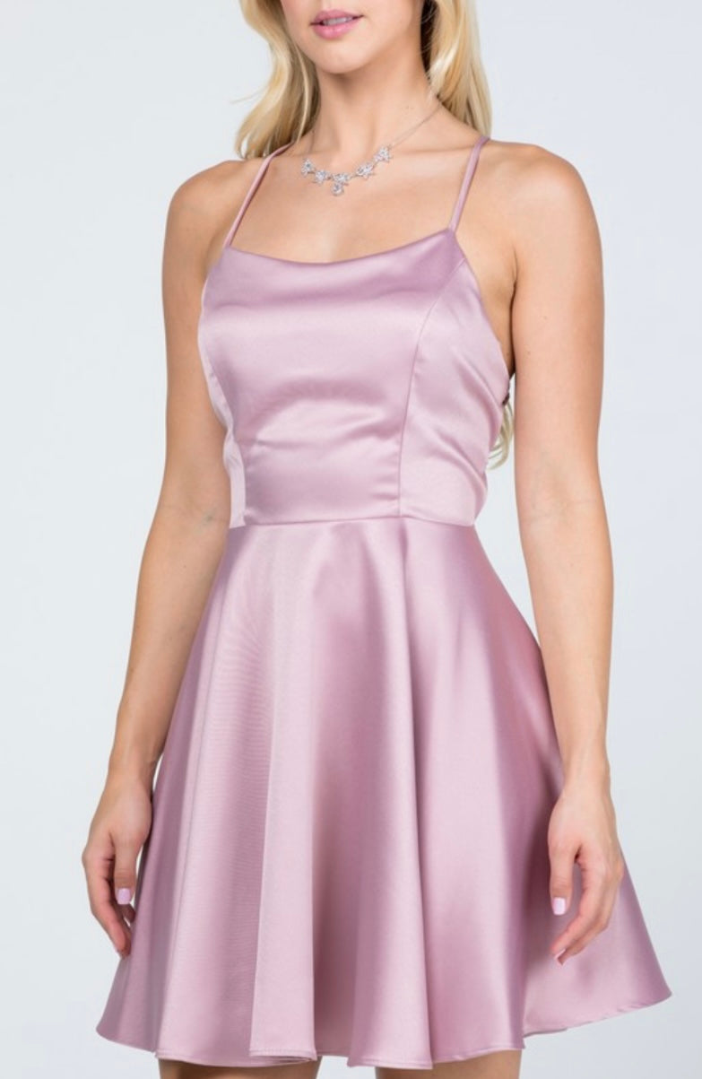 Satin Fit and Flare Dress