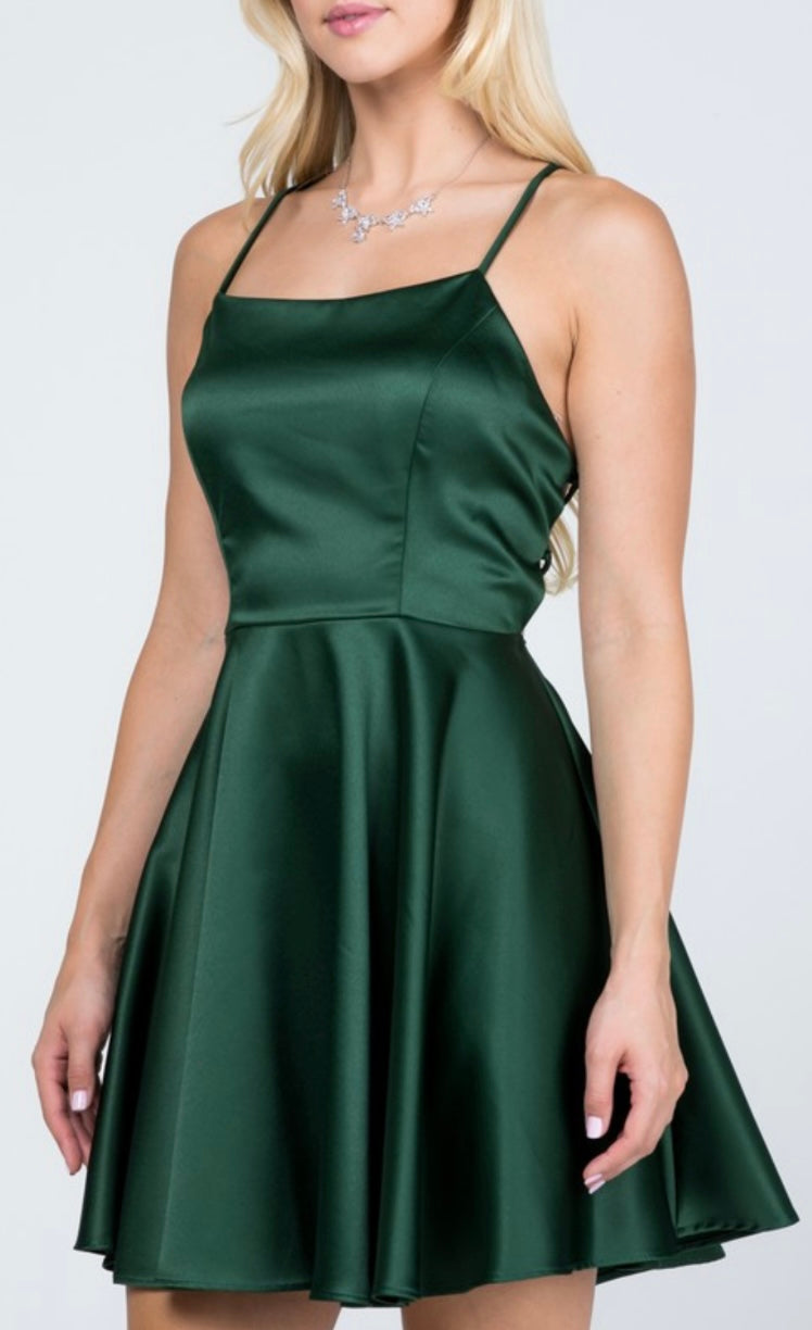 Satin Fit and Flare Dress