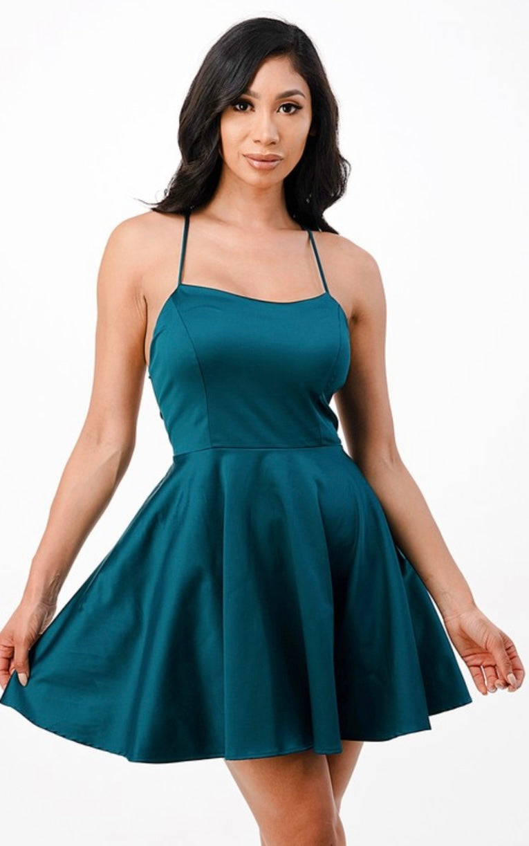 Satin Fit and Flare Dress